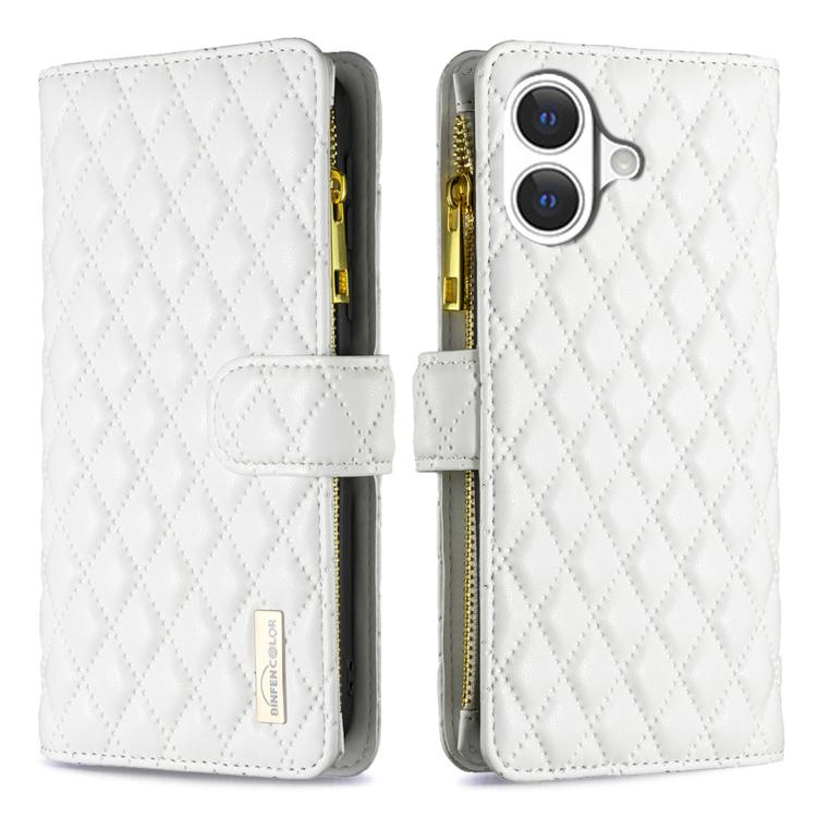 Étui portefeuille à rabat en cuir avec fermeture éclair à motif losanges, pour iPhone 17 Pro Max, pour iPhone 17 Pro, pour iPhone 17, pour iPhone Air, pour iPhone 16 Pro Max, pour iPhone 16 Pro, pour iPhone 16 Plus, pour iPhone 16