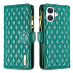 Étui portefeuille à rabat en cuir avec fermeture éclair à motif losanges, pour iPhone 17 Pro Max, pour iPhone 17 Pro, pour iPhone 17, pour iPhone Air, pour iPhone 16 Pro Max, pour iPhone 16 Pro, pour iPhone 16 Plus, pour iPhone 16
