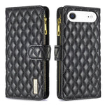 Étui portefeuille à rabat en cuir avec fermeture éclair à motif losanges, pour iPhone 17 Pro Max, pour iPhone 17 Pro, pour iPhone 17, pour iPhone Air, pour iPhone 16 Pro Max, pour iPhone 16 Pro, pour iPhone 16 Plus, pour iPhone 16