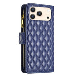 Étui portefeuille à rabat en cuir avec fermeture éclair à motif losanges, pour iPhone 17 Pro Max, pour iPhone 17 Pro, pour iPhone 17, pour iPhone Air, pour iPhone 16 Pro Max, pour iPhone 16 Pro, pour iPhone 16 Plus, pour iPhone 16