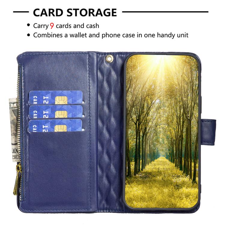 Étui portefeuille à rabat en cuir avec fermeture éclair à motif losanges, pour iPhone 17 Pro Max, pour iPhone 17 Pro, pour iPhone 17, pour iPhone Air, pour iPhone 16 Pro Max, pour iPhone 16 Pro, pour iPhone 16 Plus, pour iPhone 16