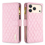 Étui portefeuille à rabat en cuir avec fermeture éclair à motif losanges, pour iPhone 17 Pro Max, pour iPhone 17 Pro, pour iPhone 17, pour iPhone Air, pour iPhone 16 Pro Max, pour iPhone 16 Pro, pour iPhone 16 Plus, pour iPhone 16