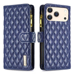 Étui portefeuille à rabat en cuir avec fermeture éclair à motif losanges, pour iPhone 17 Pro Max, pour iPhone 17 Pro, pour iPhone 17, pour iPhone Air, pour iPhone 16 Pro Max, pour iPhone 16 Pro, pour iPhone 16 Plus, pour iPhone 16