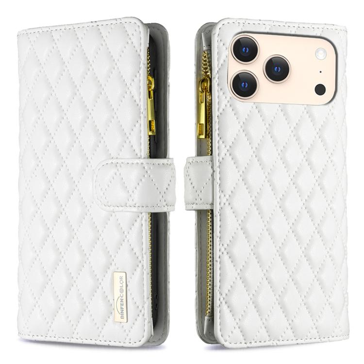 Étui portefeuille à rabat en cuir avec fermeture éclair à motif losanges, pour iPhone 17 Pro Max, pour iPhone 17 Pro, pour iPhone 17, pour iPhone Air, pour iPhone 16 Pro Max, pour iPhone 16 Pro, pour iPhone 16 Plus, pour iPhone 16