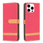 Color Block Denim Texture Leather Phone Case, For iPhone 15 Pro, For iPhone 15 Plus, For iPhone 15