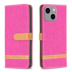 Color Block Denim Texture Leather Phone Case, For iPhone 15 Pro, For iPhone 15 Plus, For iPhone 15