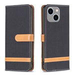 Color Block Denim Texture Leather Phone Case, For iPhone 15 Pro, For iPhone 15 Plus, For iPhone 15