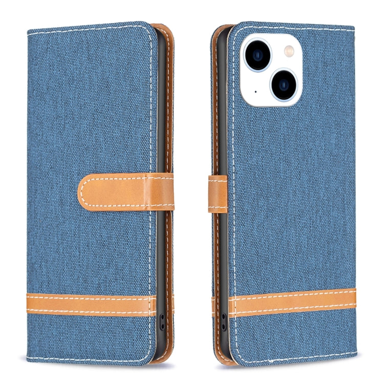 Color Block Denim Texture Leather Phone Case, For iPhone 15 Pro, For iPhone 15 Plus, For iPhone 15