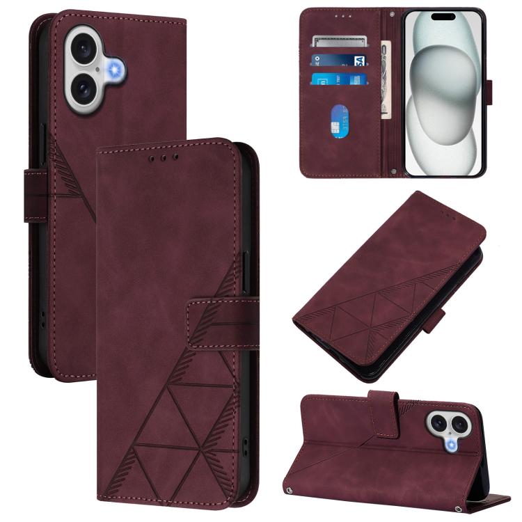 Étui de téléphone en cuir gaufré 3D à rabat avec bandoulière, pour iPhone 16e / 17e, pour iPhone 17 Pro Max, pour iPhone 17 Pro, pour iPhone 17, pour iPhone Air, pour iPhone 16 Pro Max, pour iPhone 16 Pro, pour iPhone 16 Plus