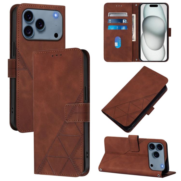 Étui de téléphone en cuir gaufré 3D à rabat avec bandoulière, pour iPhone 16e / 17e, pour iPhone 17 Pro Max, pour iPhone 17 Pro, pour iPhone 17, pour iPhone Air, pour iPhone 16 Pro Max, pour iPhone 16 Pro, pour iPhone 16 Plus