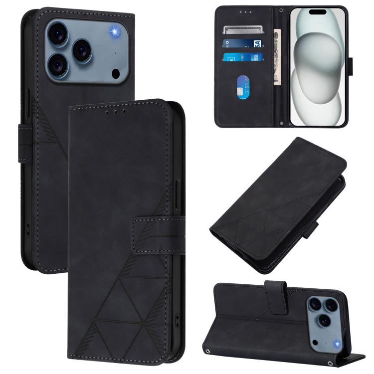 Étui de téléphone en cuir gaufré 3D à rabat avec bandoulière, pour iPhone 16e / 17e, pour iPhone 17 Pro Max, pour iPhone 17 Pro, pour iPhone 17, pour iPhone Air, pour iPhone 16 Pro Max, pour iPhone 16 Pro, pour iPhone 16 Plus