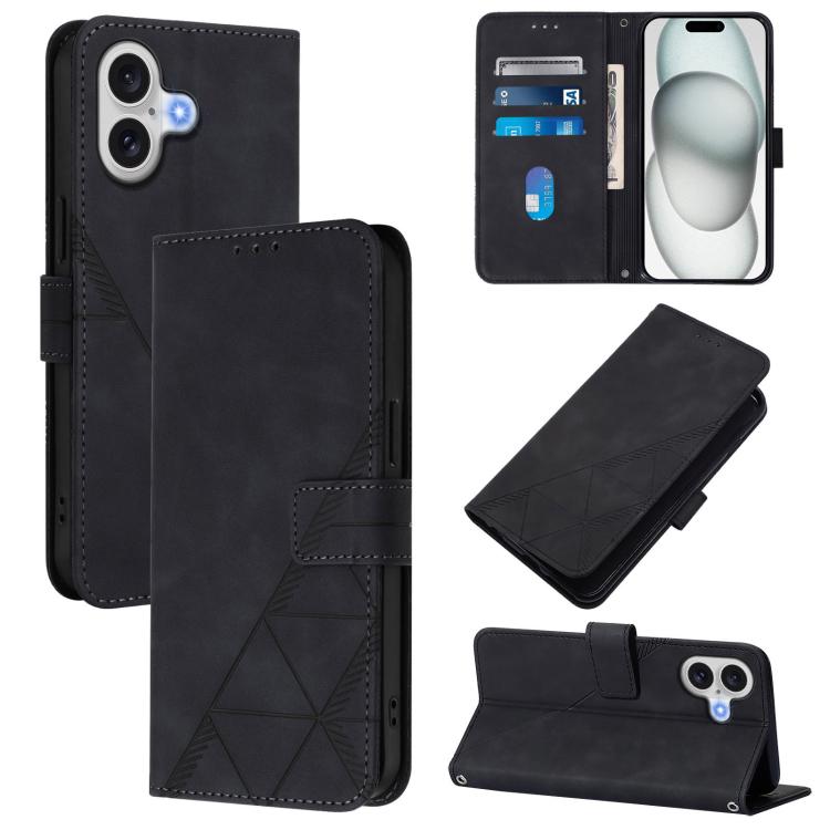 Étui de téléphone en cuir gaufré 3D à rabat avec bandoulière, pour iPhone 16e / 17e, pour iPhone 17 Pro Max, pour iPhone 17 Pro, pour iPhone 17, pour iPhone Air, pour iPhone 16 Pro Max, pour iPhone 16 Pro, pour iPhone 16 Plus