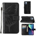 Étui de téléphone en cuir avec papillon en relief, pour iPhone 16 Pro, pour iPhone 16 Plus, pour iPhone 16, pour iPhone 15 Pro Max, pour iPhone 15 Pro, pour iPhone 15 Plus