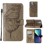 Étui de téléphone en cuir avec papillon en relief, pour iPhone 16 Pro, pour iPhone 16 Plus, pour iPhone 16, pour iPhone 15 Pro Max, pour iPhone 15 Pro, pour iPhone 15 Plus