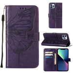 Étui de téléphone en cuir avec papillon en relief, pour iPhone 16 Pro, pour iPhone 16 Plus, pour iPhone 16, pour iPhone 15 Pro Max, pour iPhone 15 Pro, pour iPhone 15 Plus