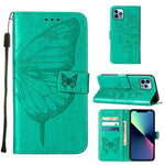 Étui de téléphone en cuir avec papillon en relief, pour iPhone 16 Pro, pour iPhone 16 Plus, pour iPhone 16, pour iPhone 15 Pro Max, pour iPhone 15 Pro, pour iPhone 15 Plus