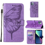 Étui de téléphone en cuir avec papillon en relief, pour iPhone 16 Pro, pour iPhone 16 Plus, pour iPhone 16, pour iPhone 15 Pro Max, pour iPhone 15 Pro, pour iPhone 15 Plus