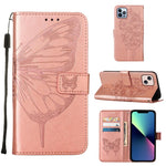 Étui de téléphone en cuir avec papillon en relief, pour iPhone 16 Pro, pour iPhone 16 Plus, pour iPhone 16, pour iPhone 15 Pro Max, pour iPhone 15 Pro, pour iPhone 15 Plus
