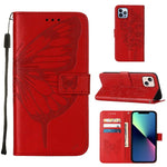 Étui de téléphone en cuir avec papillon en relief, pour iPhone 15, pour iPod Touch 7 / 6 / 5