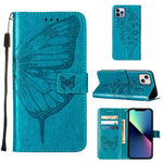 Étui de téléphone en cuir avec papillon en relief, pour iPhone 15, pour iPod Touch 7 / 6 / 5