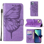 Étui de téléphone en cuir avec papillon en relief, pour iPhone 15, pour iPod Touch 7 / 6 / 5