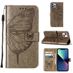 Étui de téléphone en cuir avec papillon en relief, pour iPhone 15, pour iPod Touch 7 / 6 / 5