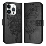 Étui de téléphone en cuir avec papillon en relief, pour iPhone 16 Pro, pour iPhone 16 Plus, pour iPhone 16, pour iPhone 15 Pro Max, pour iPhone 15 Pro, pour iPhone 15 Plus