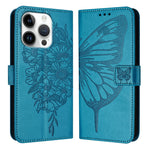 Étui de téléphone en cuir avec papillon en relief, pour iPhone 16 Pro, pour iPhone 16 Plus, pour iPhone 16, pour iPhone 15 Pro Max, pour iPhone 15 Pro, pour iPhone 15 Plus