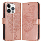 Étui de téléphone en cuir avec papillon en relief, pour iPhone 16 Pro, pour iPhone 16 Plus, pour iPhone 16, pour iPhone 15 Pro Max, pour iPhone 15 Pro, pour iPhone 15 Plus