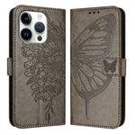 Étui de téléphone en cuir avec papillon en relief, pour iPhone 16 Pro, pour iPhone 16 Plus, pour iPhone 16, pour iPhone 15 Pro Max, pour iPhone 15 Pro, pour iPhone 15 Plus