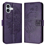 Étui de téléphone en cuir avec papillon en relief, pour iPhone 16 Pro, pour iPhone 16 Plus, pour iPhone 16, pour iPhone 15 Pro Max, pour iPhone 15 Pro, pour iPhone 15 Plus