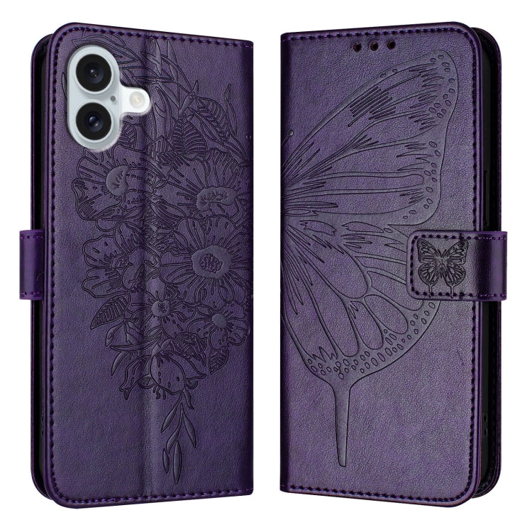 Étui de téléphone en cuir avec papillon en relief, pour iPhone 16 Pro, pour iPhone 16 Plus, pour iPhone 16, pour iPhone 15 Pro Max, pour iPhone 15 Pro, pour iPhone 15 Plus