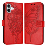 Étui de téléphone en cuir avec papillon en relief, pour iPhone 16 Pro, pour iPhone 16 Plus, pour iPhone 16, pour iPhone 15 Pro Max, pour iPhone 15 Pro, pour iPhone 15 Plus