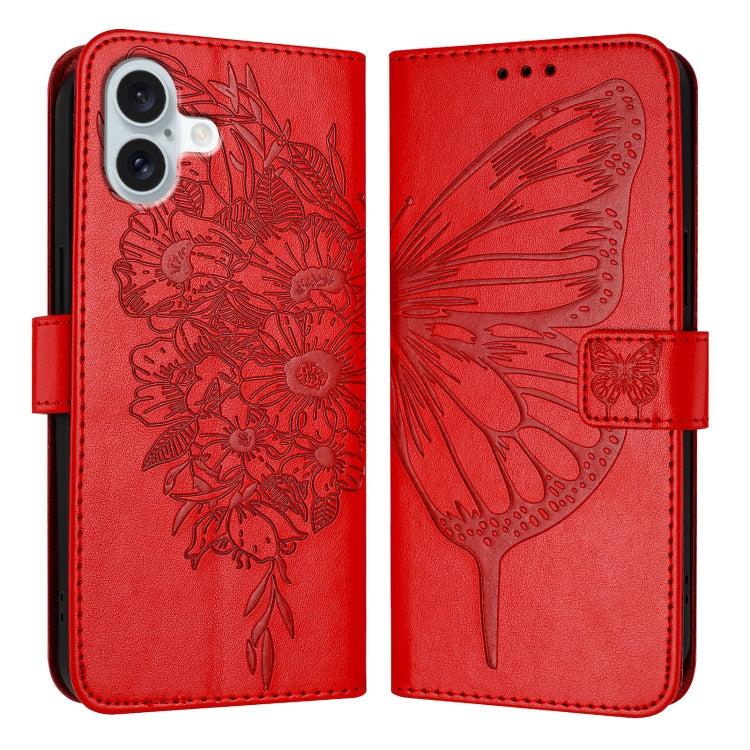 Étui de téléphone en cuir avec papillon en relief, pour iPhone 16 Pro, pour iPhone 16 Plus, pour iPhone 16, pour iPhone 15 Pro Max, pour iPhone 15 Pro, pour iPhone 15 Plus