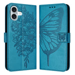 Étui de téléphone en cuir avec papillon en relief, pour iPhone 16 Pro, pour iPhone 16 Plus, pour iPhone 16, pour iPhone 15 Pro Max, pour iPhone 15 Pro, pour iPhone 15 Plus