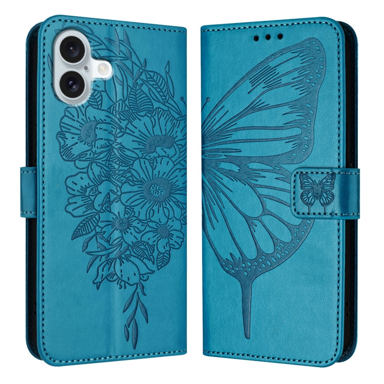 Étui de téléphone en cuir avec papillon en relief, pour iPhone 16 Pro, pour iPhone 16 Plus, pour iPhone 16, pour iPhone 15 Pro Max, pour iPhone 15 Pro, pour iPhone 15 Plus