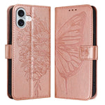 Étui de téléphone en cuir avec papillon en relief, pour iPhone 16 Pro, pour iPhone 16 Plus, pour iPhone 16, pour iPhone 15 Pro Max, pour iPhone 15 Pro, pour iPhone 15 Plus
