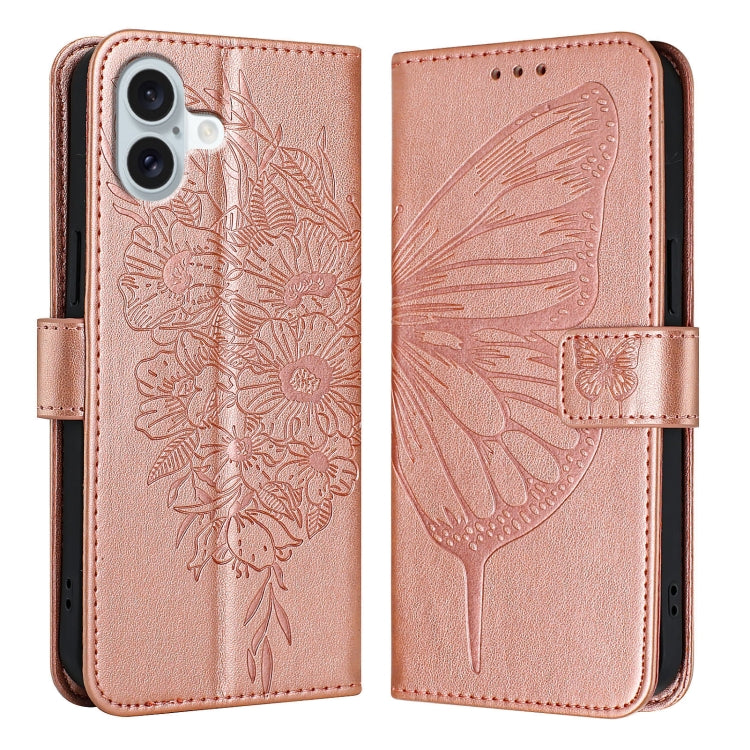 Étui de téléphone en cuir avec papillon en relief, pour iPhone 16 Pro, pour iPhone 16 Plus, pour iPhone 16, pour iPhone 15 Pro Max, pour iPhone 15 Pro, pour iPhone 15 Plus