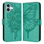 Étui de téléphone en cuir avec papillon en relief, pour iPhone 16 Pro, pour iPhone 16 Plus, pour iPhone 16, pour iPhone 15 Pro Max, pour iPhone 15 Pro, pour iPhone 15 Plus