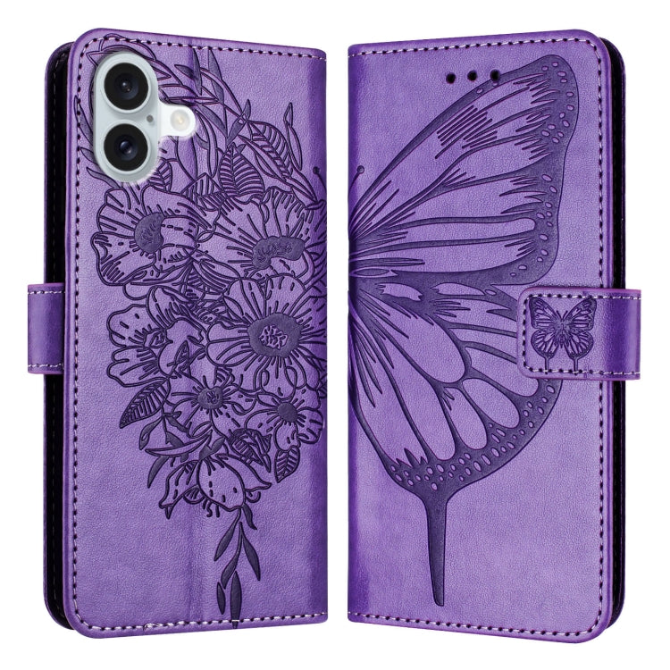 Étui de téléphone en cuir avec papillon en relief, pour iPhone 16 Pro, pour iPhone 16 Plus, pour iPhone 16, pour iPhone 15 Pro Max, pour iPhone 15 Pro, pour iPhone 15 Plus