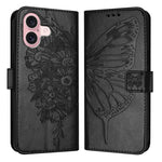 Étui de téléphone en cuir avec papillon en relief, pour iPhone 16 Pro, pour iPhone 16 Plus, pour iPhone 16, pour iPhone 15 Pro Max, pour iPhone 15 Pro, pour iPhone 15 Plus