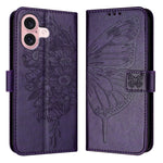 Étui de téléphone en cuir avec papillon en relief, pour iPhone 16 Pro, pour iPhone 16 Plus, pour iPhone 16, pour iPhone 15 Pro Max, pour iPhone 15 Pro, pour iPhone 15 Plus