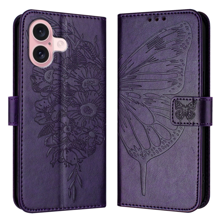 Étui de téléphone en cuir avec papillon en relief, pour iPhone 16 Pro, pour iPhone 16 Plus, pour iPhone 16, pour iPhone 15 Pro Max, pour iPhone 15 Pro, pour iPhone 15 Plus