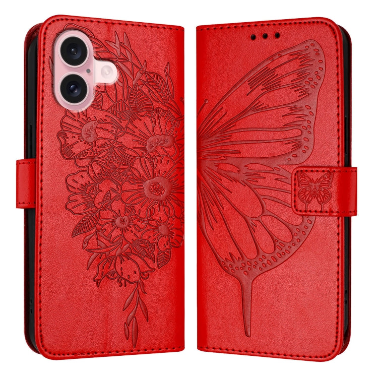 Étui de téléphone en cuir avec papillon en relief, pour iPhone 16 Pro, pour iPhone 16 Plus, pour iPhone 16, pour iPhone 15 Pro Max, pour iPhone 15 Pro, pour iPhone 15 Plus