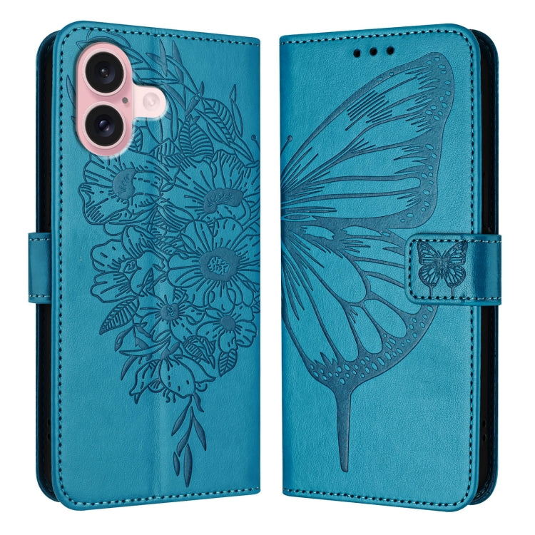 Étui de téléphone en cuir avec papillon en relief, pour iPhone 16 Pro, pour iPhone 16 Plus, pour iPhone 16, pour iPhone 15 Pro Max, pour iPhone 15 Pro, pour iPhone 15 Plus