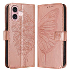 Étui de téléphone en cuir avec papillon en relief, pour iPhone 16 Pro, pour iPhone 16 Plus, pour iPhone 16, pour iPhone 15 Pro Max, pour iPhone 15 Pro, pour iPhone 15 Plus