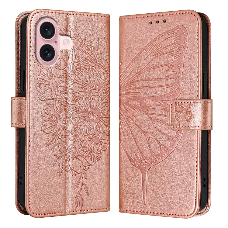 Étui de téléphone en cuir avec papillon en relief, pour iPhone 16 Pro, pour iPhone 16 Plus, pour iPhone 16, pour iPhone 15 Pro Max, pour iPhone 15 Pro, pour iPhone 15 Plus