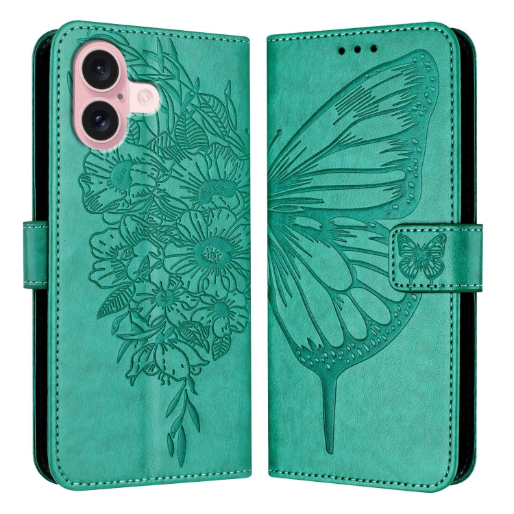 Étui de téléphone en cuir avec papillon en relief, pour iPhone 16 Pro, pour iPhone 16 Plus, pour iPhone 16, pour iPhone 15 Pro Max, pour iPhone 15 Pro, pour iPhone 15 Plus