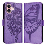 Étui de téléphone en cuir avec papillon en relief, pour iPhone 16 Pro, pour iPhone 16 Plus, pour iPhone 16, pour iPhone 15 Pro Max, pour iPhone 15 Pro, pour iPhone 15 Plus
