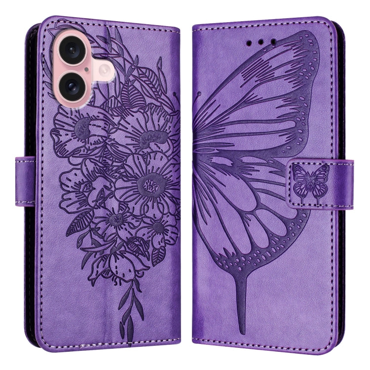 Étui de téléphone en cuir avec papillon en relief, pour iPhone 16 Pro, pour iPhone 16 Plus, pour iPhone 16, pour iPhone 15 Pro Max, pour iPhone 15 Pro, pour iPhone 15 Plus